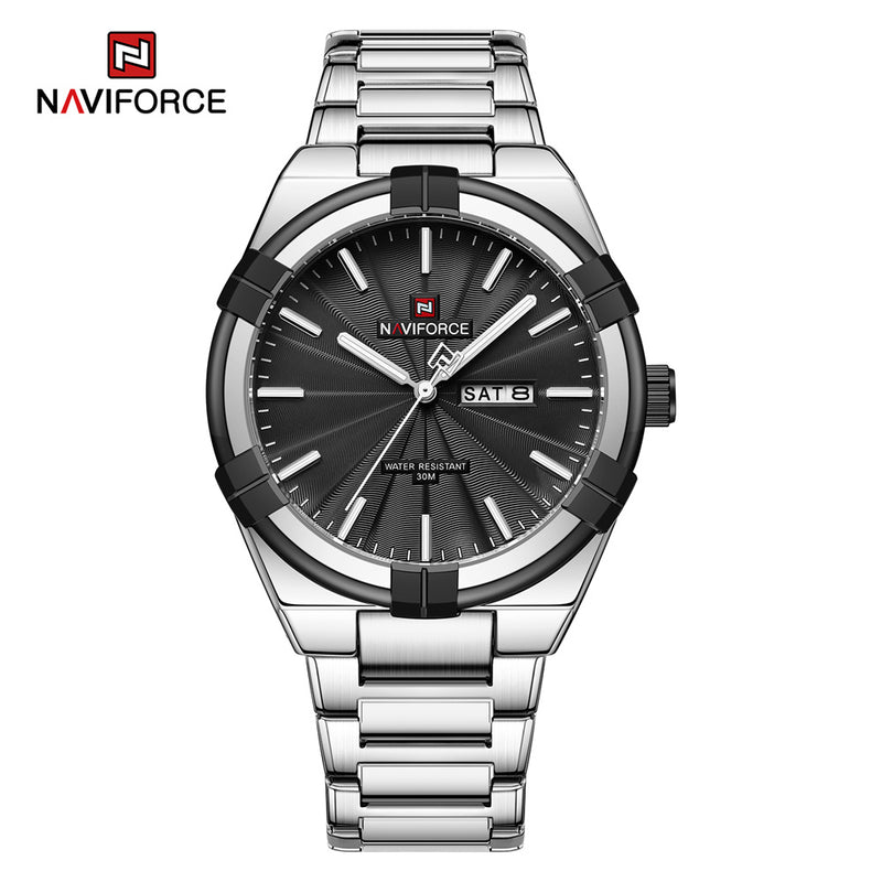 NAVIFORCE Blue-Relógio De Pulso De Quartzo De Luxo Masculino, Pulseira De Aço Inoxidável, Impermeável, Calendário, Relógio De Quartzo Luminoso