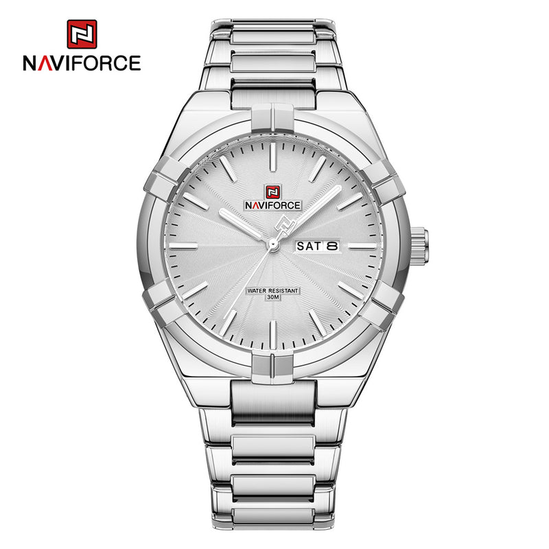 NAVIFORCE Blue-Relógio De Pulso De Quartzo De Luxo Masculino, Pulseira De Aço Inoxidável, Impermeável, Calendário, Relógio De Quartzo Luminoso