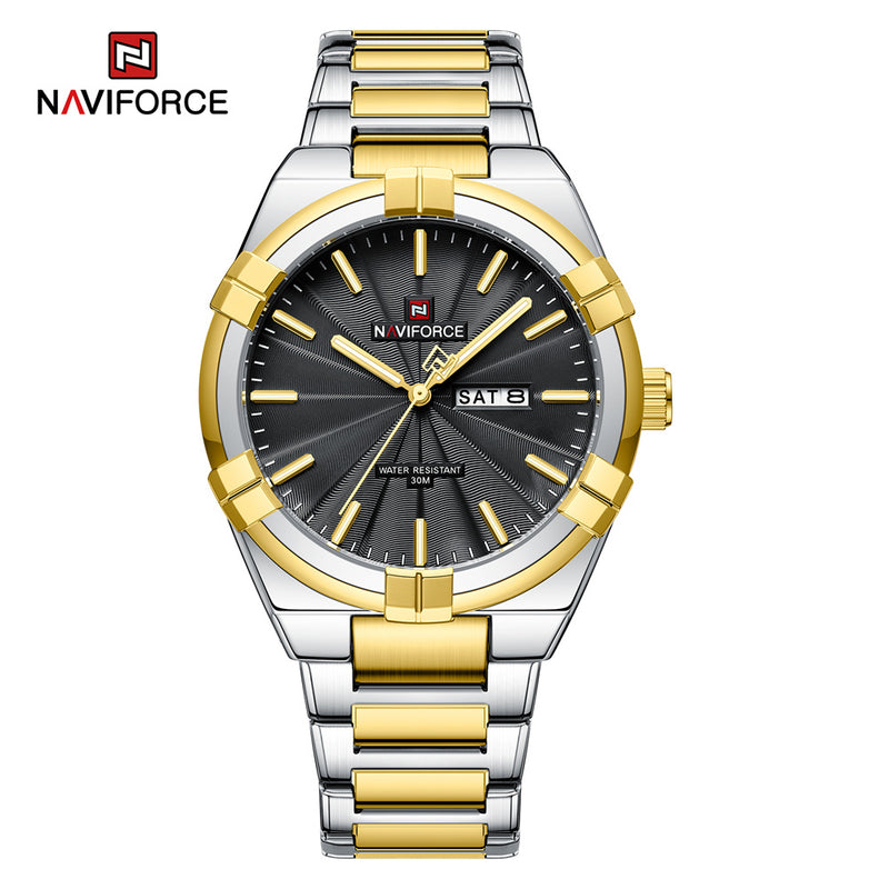 NAVIFORCE Blue-Relógio De Pulso De Quartzo De Luxo Masculino, Pulseira De Aço Inoxidável, Impermeável, Calendário, Relógio De Quartzo Luminoso